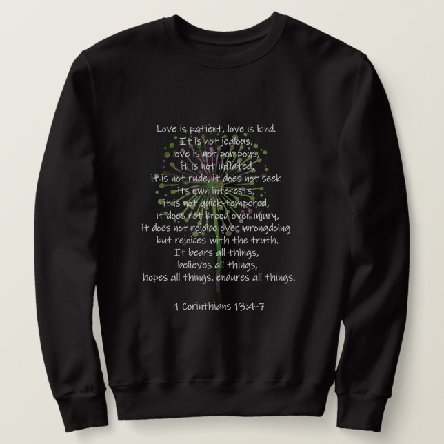 Sweatshirt 1 Corinthiens 13: 4-7 (Design devant)