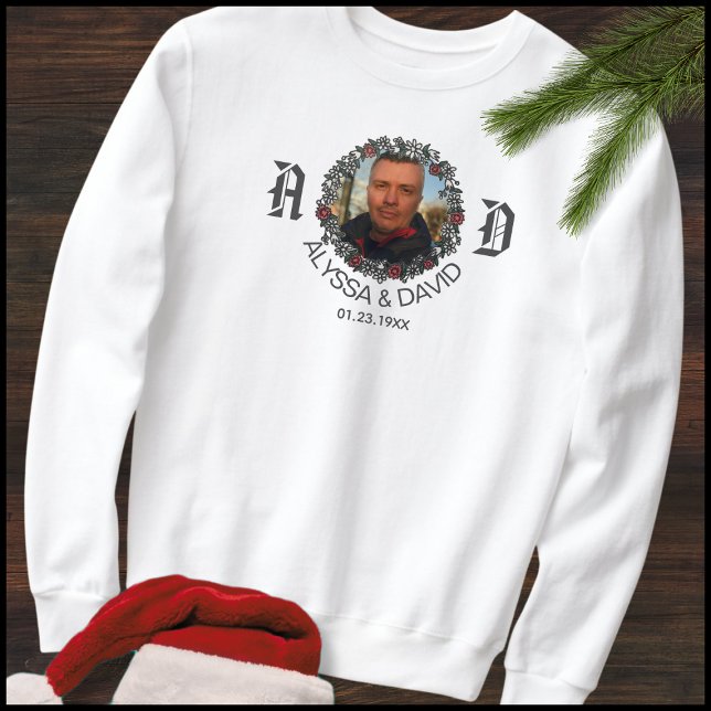 Sweatshirt 1 Photo Monogramme Nom du mari et de la femme Coup (Créateur téléchargé)