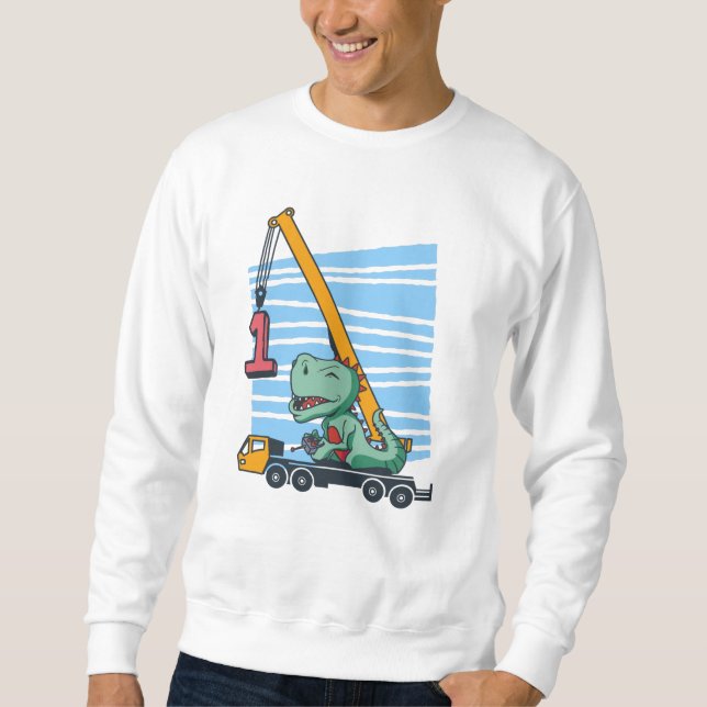 Sweatshirt 1er Anniversaire 1 an Dinosaur Grue Mobile (Devant)