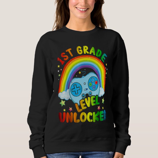 Sweatshirt 1st Grade Level Unlocked Rainbow Back To School Bo (Devant)