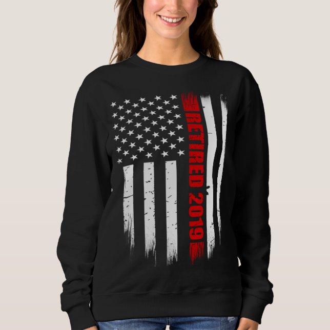 Sweatshirt 2019 Retired Firefighter   Thin Red Line American  (Devant)