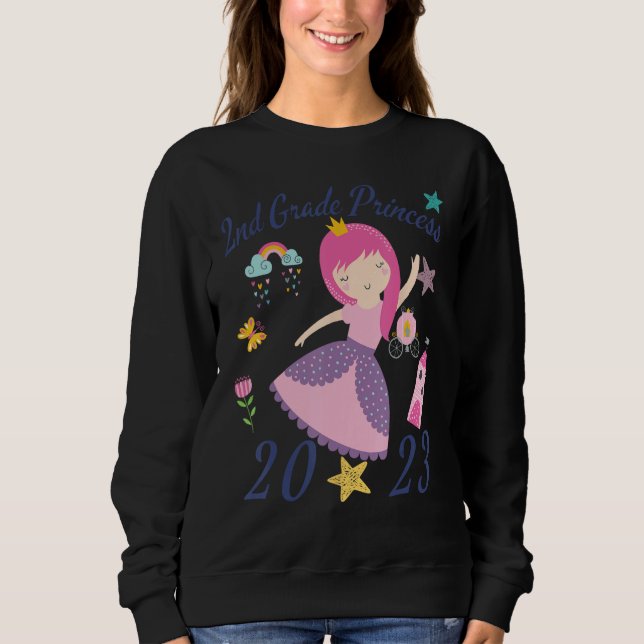 Sweatshirt 2023 Outfit Girls Princess Happy First Day Of 2nd  (Devant)