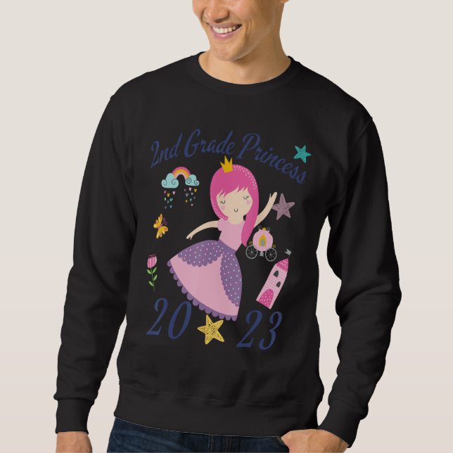 Sweatshirt 2023 Outfit Girls Princess Happy First Day Of 2nd  (Devant)