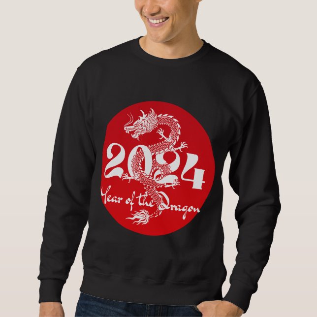 Sweatshirt 2024 année du dragon rouge blanc (Devant)