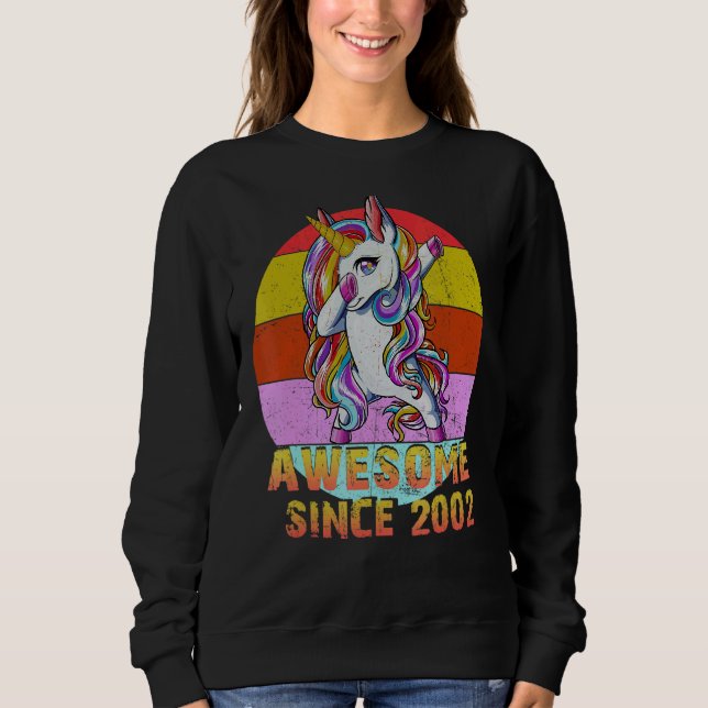 Sweatshirt 20 Ans Unicorne Dabbing Awesome Depuis 2002 Un (Devant)