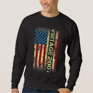 Sweatshirt 21 ans Vintage 2001 Drapeau américain 21e naissanc