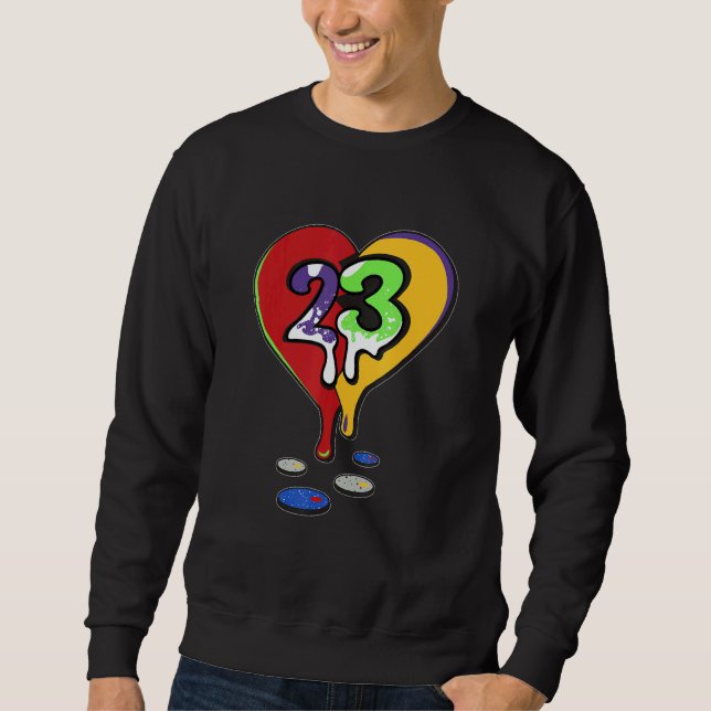 Sweatshirt 23 Drip Heart What The 5s Matching (Devant)