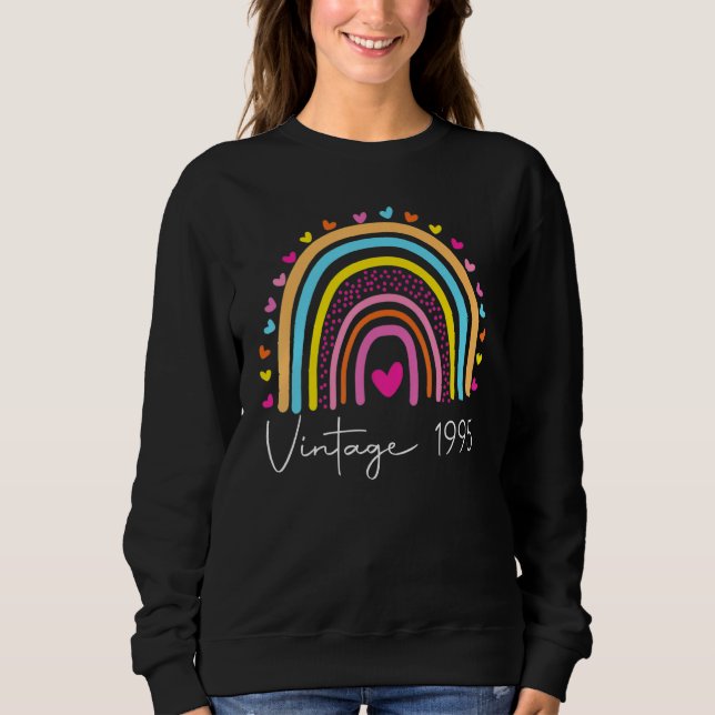 Sweatshirt 28e anniversaire Vintage 1995 Rainbow Birthday (Devant)