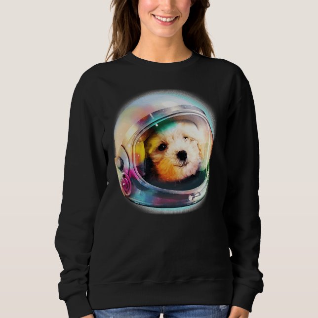 Sweatshirt 2 Chiot De Poodle En Astronaut Casque Espace Galax (Devant)