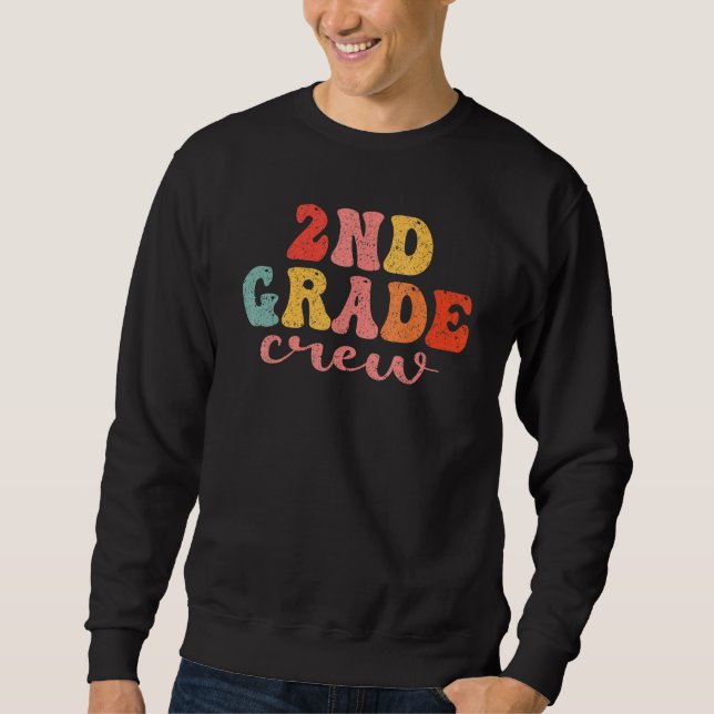 Sweatshirt 2nd Grade Crew Retro Groovy Men Women First Day Of (Devant)