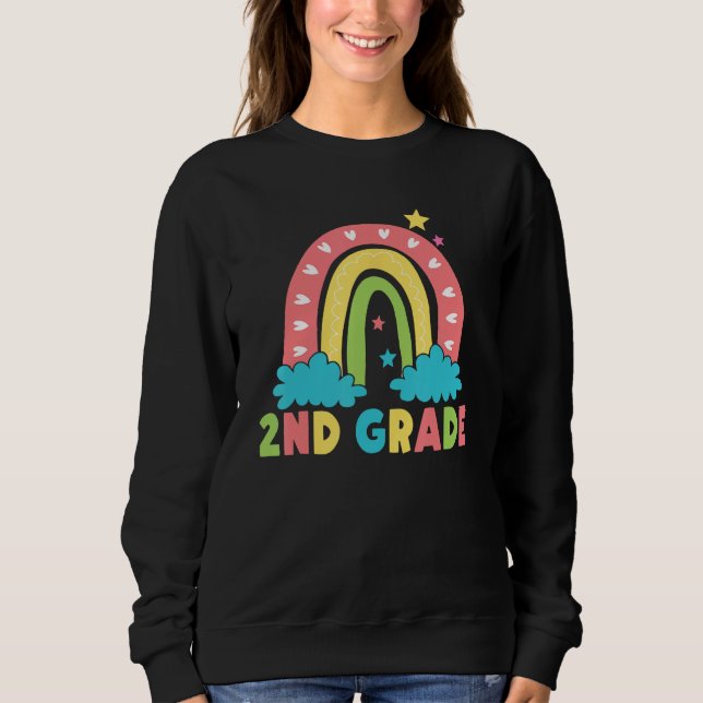Sweatshirt 2nd Grade Rainbow Girl Boys Teacher Hello 2nd Grad (Devant)