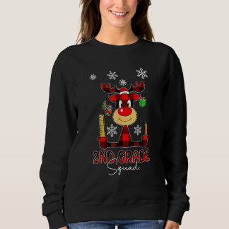 Sweatshirt 2nd Grade Squad Plaid Reindeer Santa Hat Teacher C