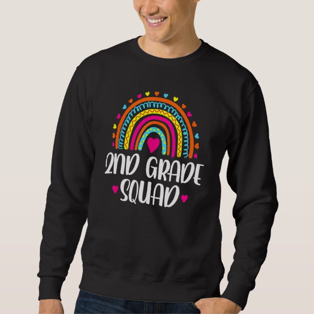 Sweatshirt 2nd Grade Squad Teacher  Rainbow  Back To School (Devant)