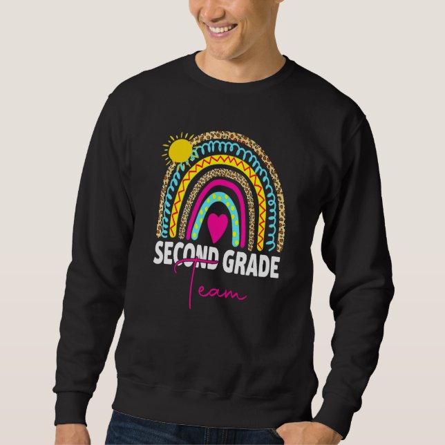 Sweatshirt 2nd Grade Teacher Rainbow Back To School Hello Sec (Devant)