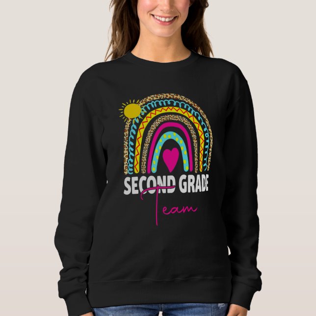 Sweatshirt 2nd Grade Teacher Rainbow Back To School Hello Sec (Devant)