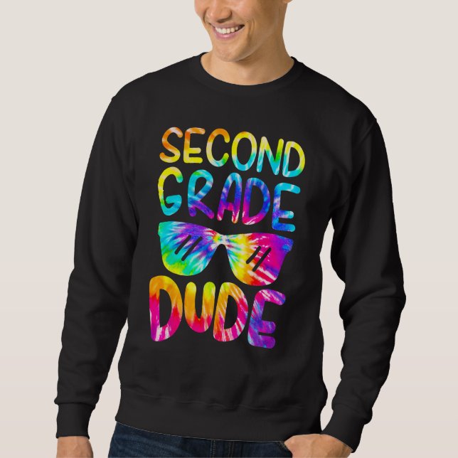 Sweatshirt 2nd Second Grade Dude Tie Dye Sunglasses Boys Back (Devant)