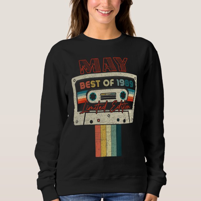 Sweatshirt 33e Anniversaire Mai Meilleur De 1989 Cassette Ban (Devant)
