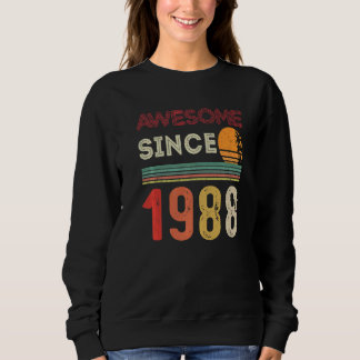 Sweatshirt 34ème Anniversaire Vintage 1988 Né En 1988 Awesome
