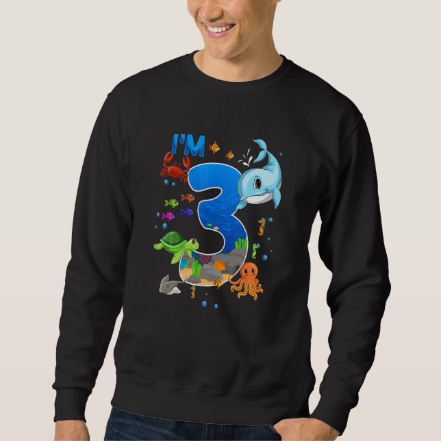 Sweatshirt 3 Anniversaire Baleine Poisson Anniversaire De Mer (Devant)
