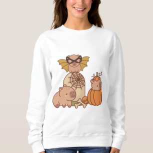 Sweatshirt 3 capybaras à thème Halloween