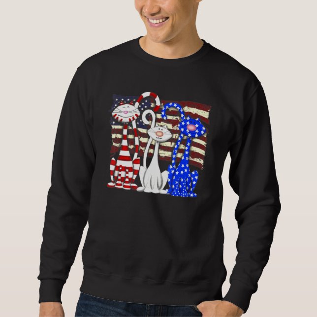 Sweatshirt 3 Chats Kitten Drapeau américain 1 (Devant)