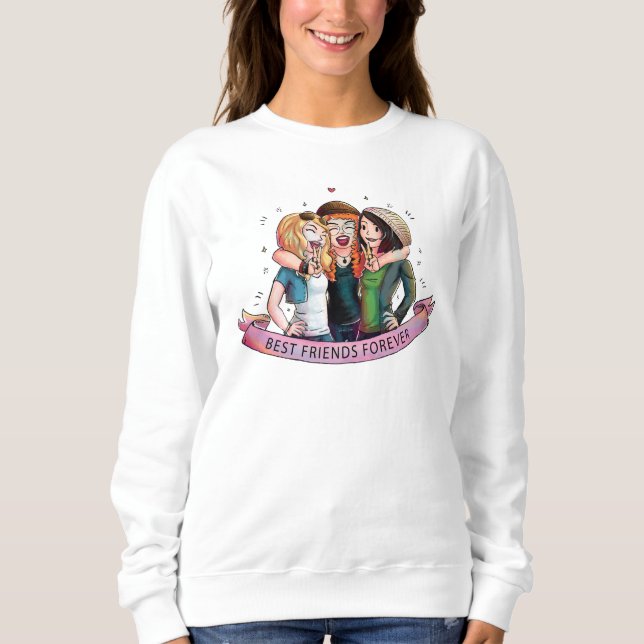 Sweatshirt 3 filles meilleure amie (Devant)