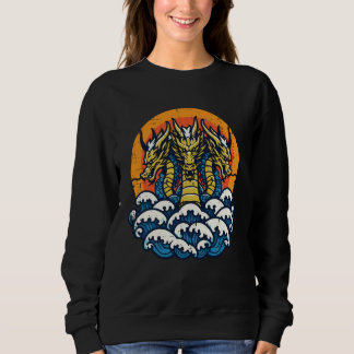 Sweatshirt 3 Headed Dragon Japanese Waves Retro Anime Men Wom