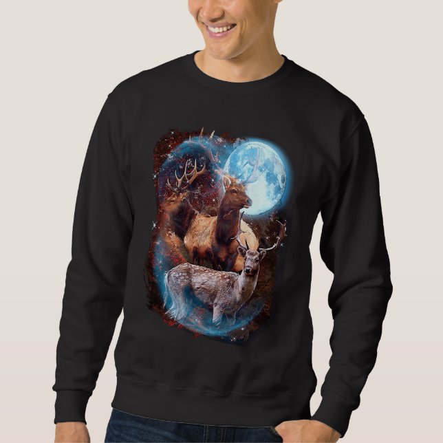 Sweatshirt 3 Moon Deer  Animal  Reindeer Graphic (Devant)