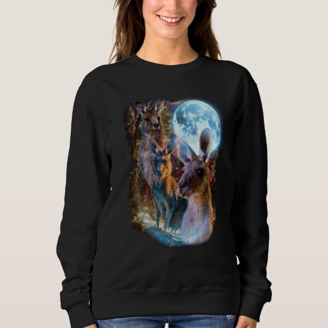 Sweatshirt 3 Moon Kangaroo Marsupial Wallabies Animal Humor (Devant)