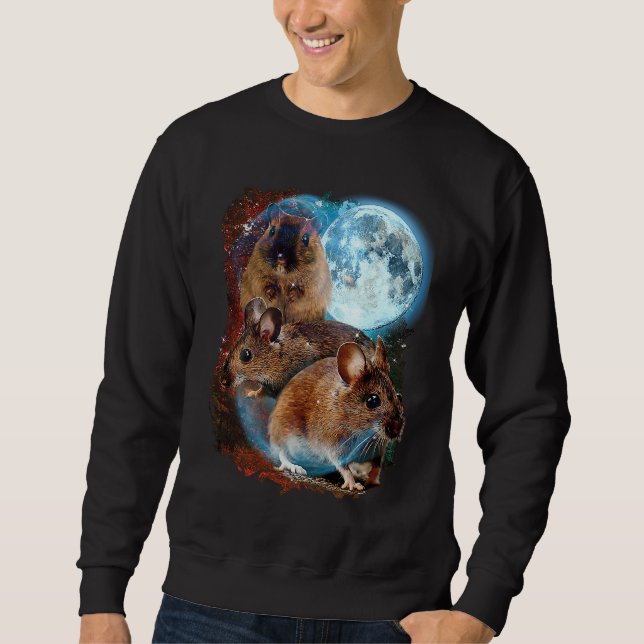 Sweatshirt 3 Moon Mouse  Murine Rodent Rat Animal (Devant)