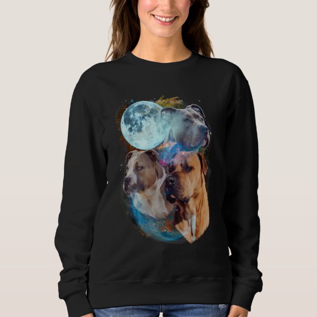 Sweatshirt 3 Moon Pitbull Dog  Canine Puppy Graphic Pet Humor (Devant)