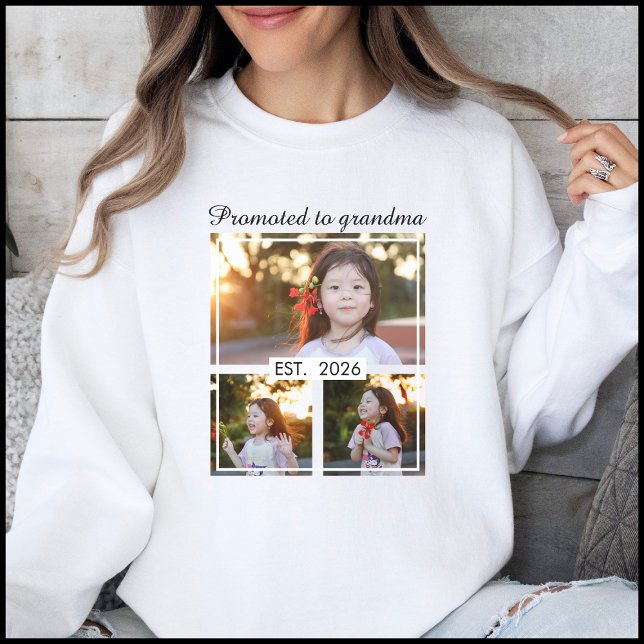 Sweatshirt 3Collage Photo Promu Grand-mère 2026 (Créateur téléchargé)