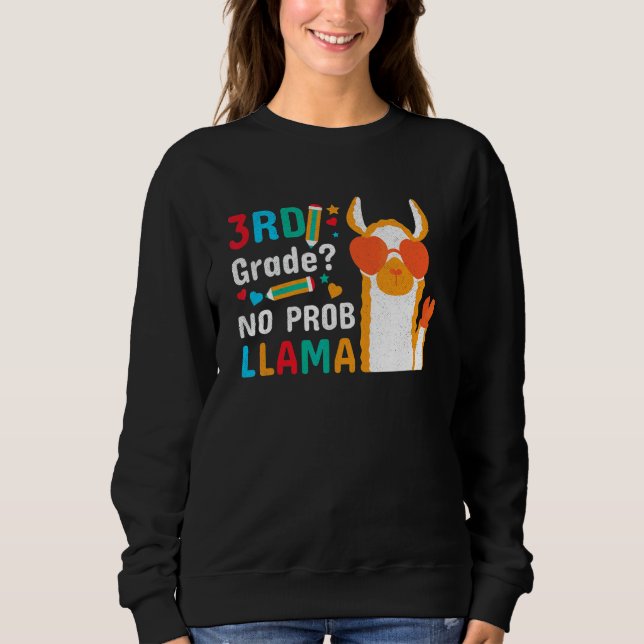 Sweatshirt 3e année Pas de problème Lama Mignon Retour à l'éc (Devant)