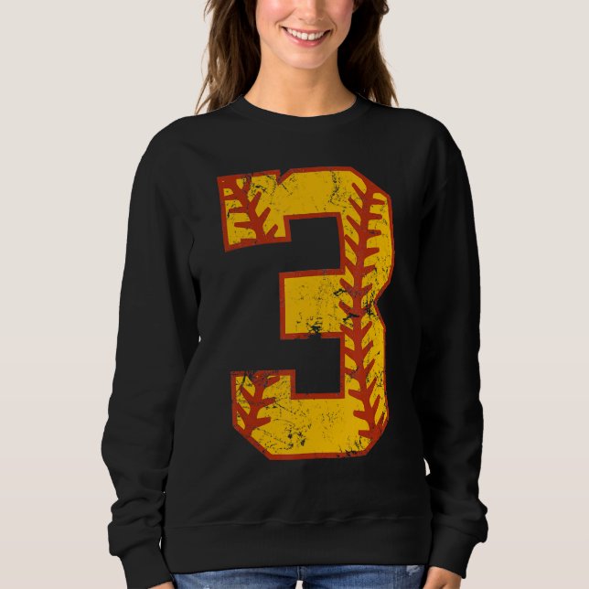 Sweatshirt 3e anniversaire Softball Bdy Trois fille de 3 ans (Devant)