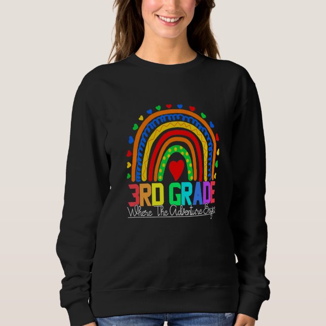 Sweatshirt 3rd grade rainbow leopard teacher team third grade (Devant)