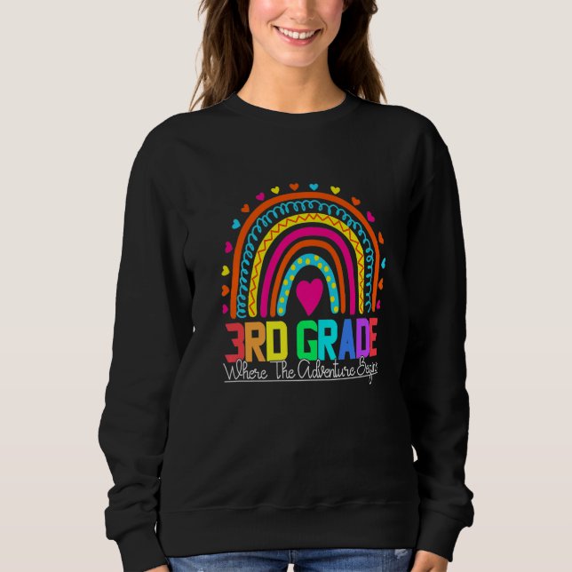Sweatshirt 3rd grade rainbow leopard teacher team third grade (Devant)