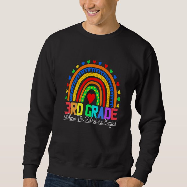 Sweatshirt 3rd grade rainbow leopard teacher team third grade (Devant)