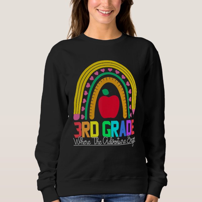 Sweatshirt 3rd grade rainbow leopard teacher team third grade (Devant)