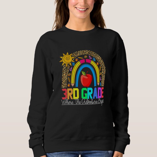Sweatshirt 3rd grade rainbow leopard teacher team third grade (Devant)
