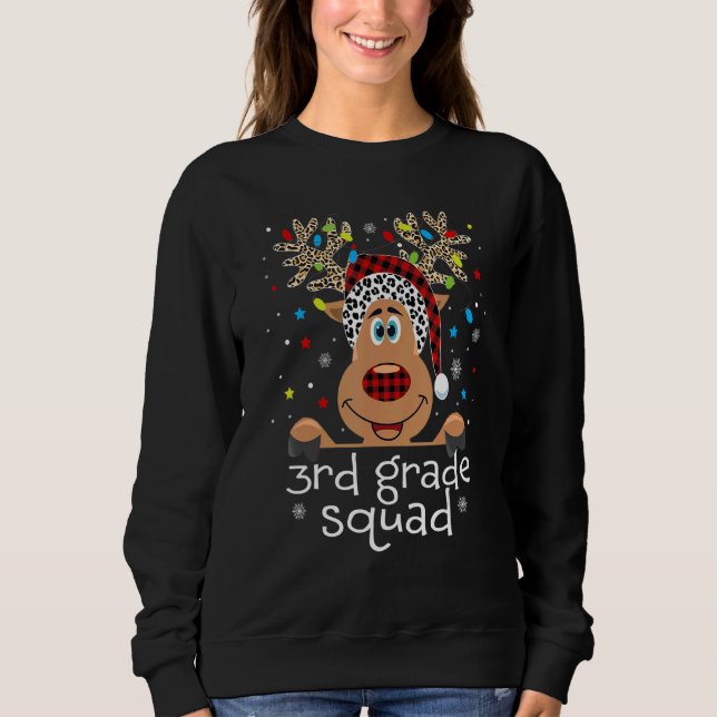 Sweatshirt 3rd Grade Squad Plaid Reindeer Santa Hat Teacher C (Devant)