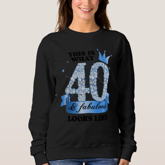 Sweatshirt 40 & Fabulous I Blue White Party Group Candid Phot (Devant)