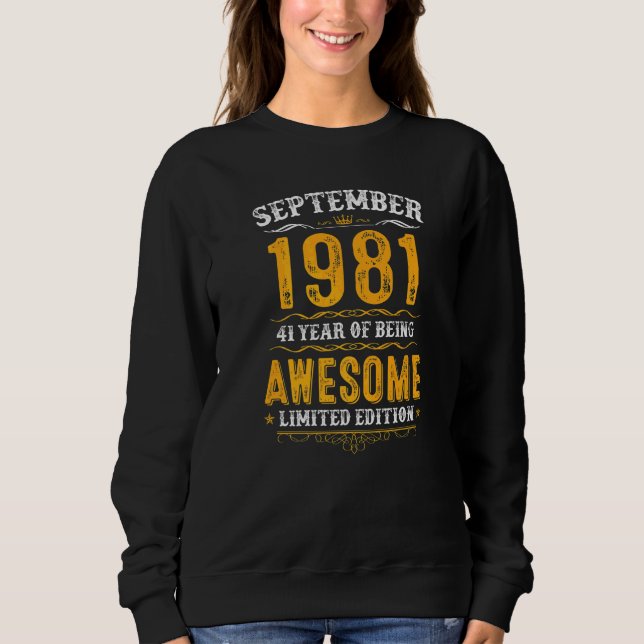 Sweatshirt 41e anniversaire 41 ans stupéfiant depuis septembr (Devant)