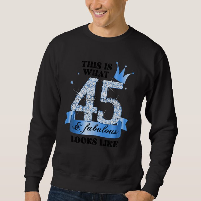 Sweatshirt 45 & Fabulous I Blue White Party Group Candid Phot (Devant)