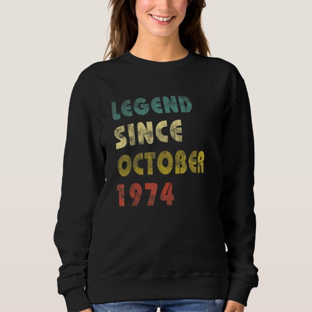 Sweatshirt 48 Ans Légende depuis Octobre 1974 48e Naissance (Devant)