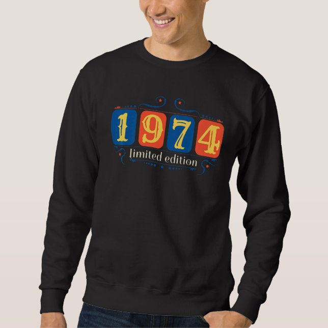 Sweatshirt 48e anniversaire Dames Mens 48 ans 1974 1 (Devant)