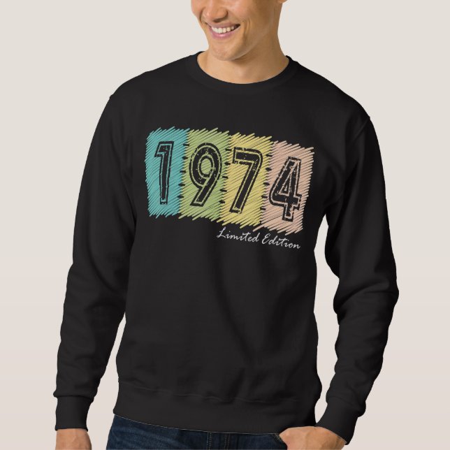 Sweatshirt 48e anniversaire Dames Mens 48 ans 1974 4 (Devant)