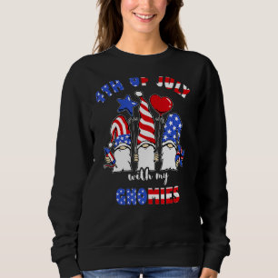 Sweatshirt 4 juillet Avec Mes Gnomes Usa Dwarf American Fla