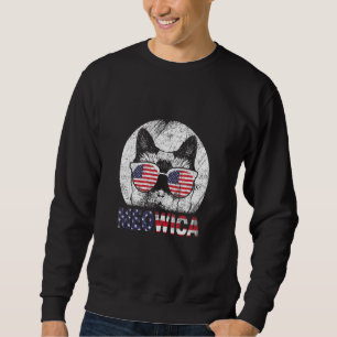 Sweatshirt 4 juillet Chemise Meowica Drapeau américain Chat 1