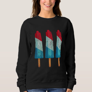 Sweatshirt 4 juillet Crème glacée Popsicle Rouge Blanc Bleu A