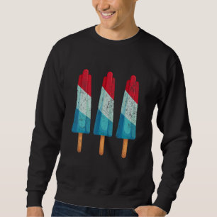 Sweatshirt 4 juillet Crème glacée Popsicle Rouge Blanc Bleu A